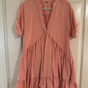 Free People Agnes mini dress in pink denim